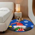 thumbnail image 2 of Round Rugs 8Ft, Blue Gnomes Christmas Round Area Rug Washable Indoor Throw Carpet, Snowflake Xmas Balls Large Non Slip Circle Rug for Kids Room RV Home Decor Aesthetic, 2 of 8