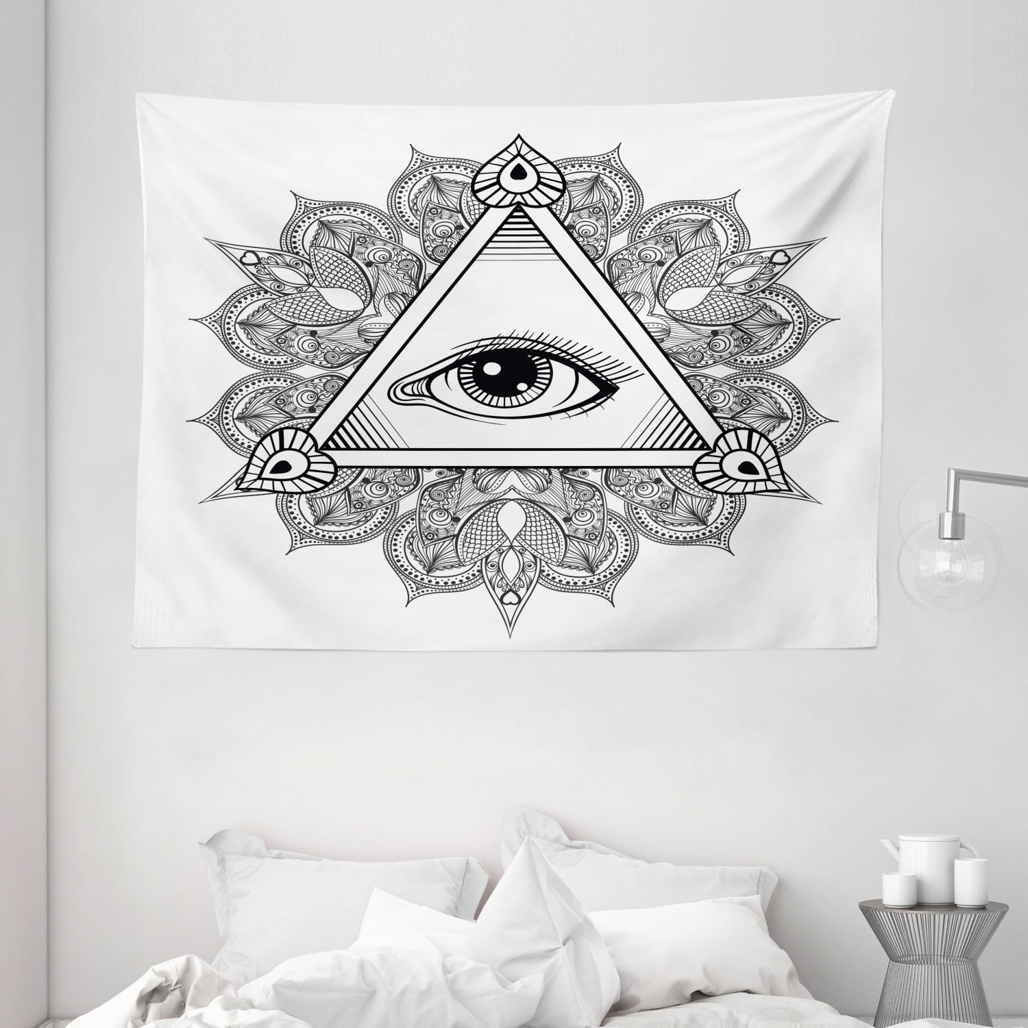 Eye Tapestry, Vintage All Seeing Eye Tattoo Symbol with Boho Mandala  Providence Spirit Occultism, Wall Hanging for Bedroom Living Room Dorm  Decor, 80W X 60L Inches, Black White, by Ambesonne 