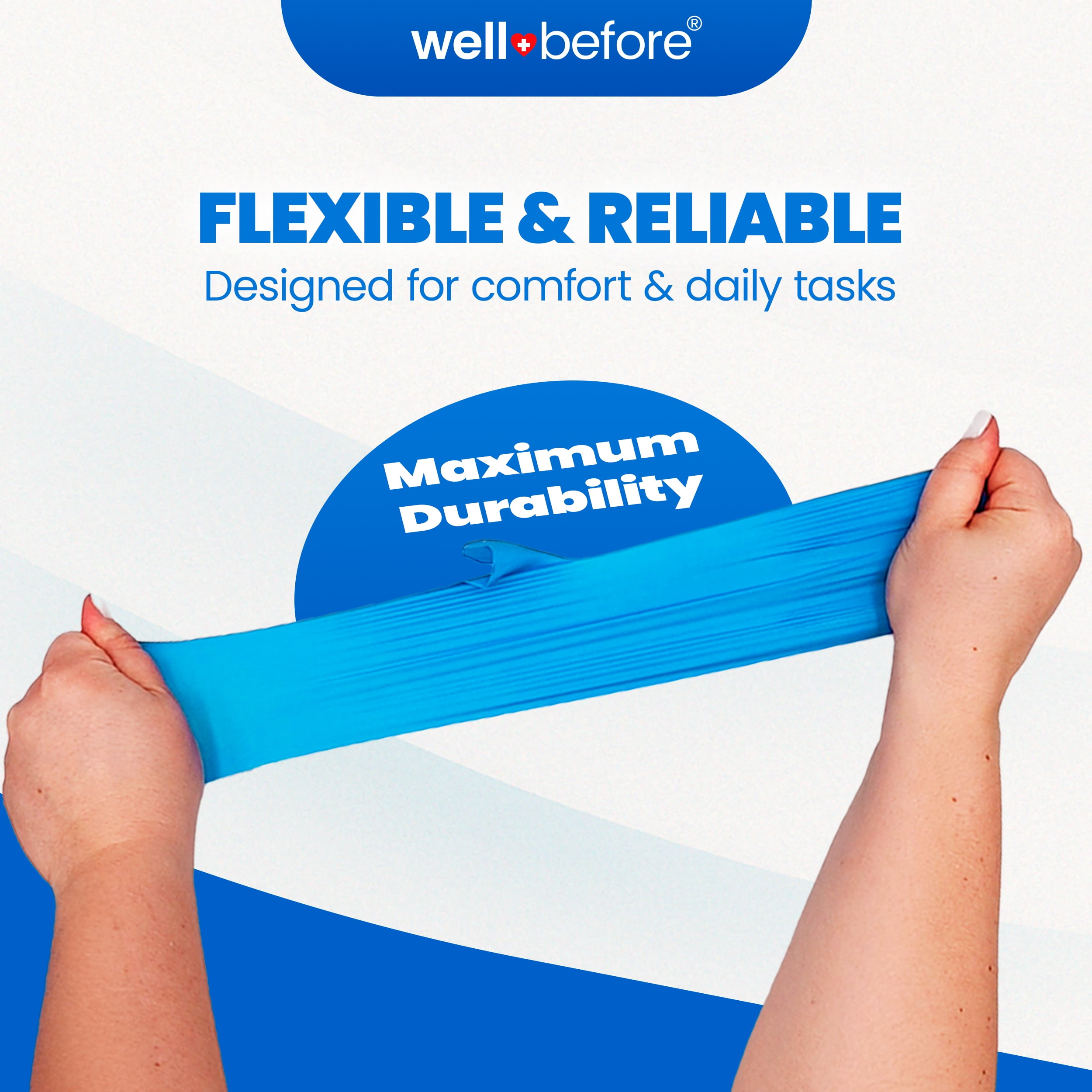 Wellbefore Disposable Synmax Exam Gloves, Powder-Free, Blue, Large, 200pcs