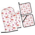 thumbnail image 1 of LAKIMCT Gants de Four Tropicaux Rouges Flamants Roses et Porte-Casseroles Ensembles Antidérapants Résistants à la Chaleur pour Cuisine Pâtisserie Cuisson Barbecue, Ensemble de 4 Pcs, 1 of 9