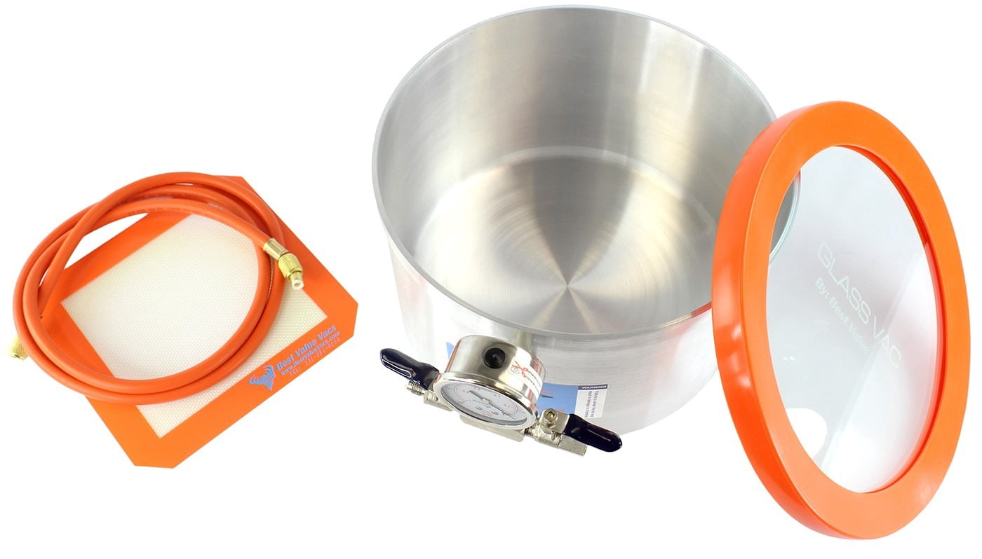 Glass Vac BVV 2 Gallon Aluminum Vacuum Chamber with Glass Lid