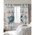 thumbnail image 2 of Blackout Curtains for Bedroom, Ocean Turtle Room Darkening Window Drapes for Living Room, Coastal Blue Starfish Shell Conch Wood Grain Thermal Insulated Grommet Curtains, 52x63 inch, 2 Panels, 2 of 9
