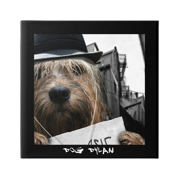 Stupell Industries Dog Dylan Funny Musician Wearing Hat Cityscape Photograph Gallery Wrapped Canvas Print Wall Art, Design by Noah Bay