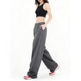 thumbnail image 3 of Women Wide Leg Baggy Flowy High Waisted Pants Casual Cozy Cute Y2k Trousers Gray S, 3 of 7
