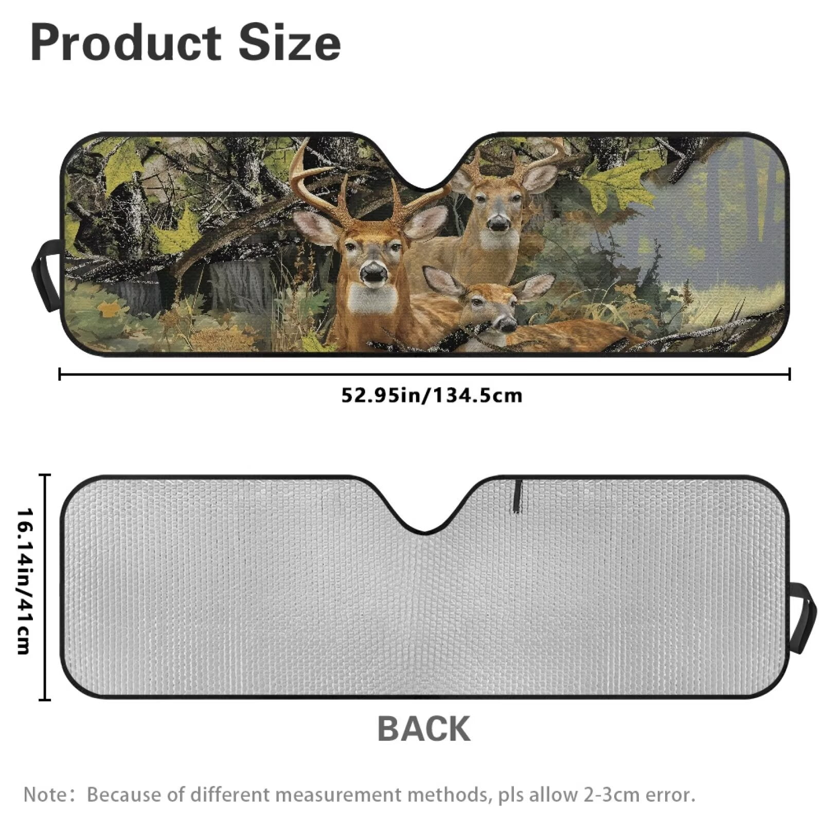 Uorisanigo Windshield Sun Shade, Camo Deer Hunter Car Sunshade Compatible with Jeep Wrangler Rubicon Sahara TJ JK JKU 2 Door & 4 Door, UV Rays Blocker Sun Visor Shade Keep Vehicle Cool