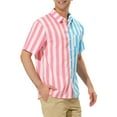 thumbnail image 4 of MODA NOVA Big & Tall Men's Casual Summer Vertical Stripes Patchwork Shirts, 4 of 6