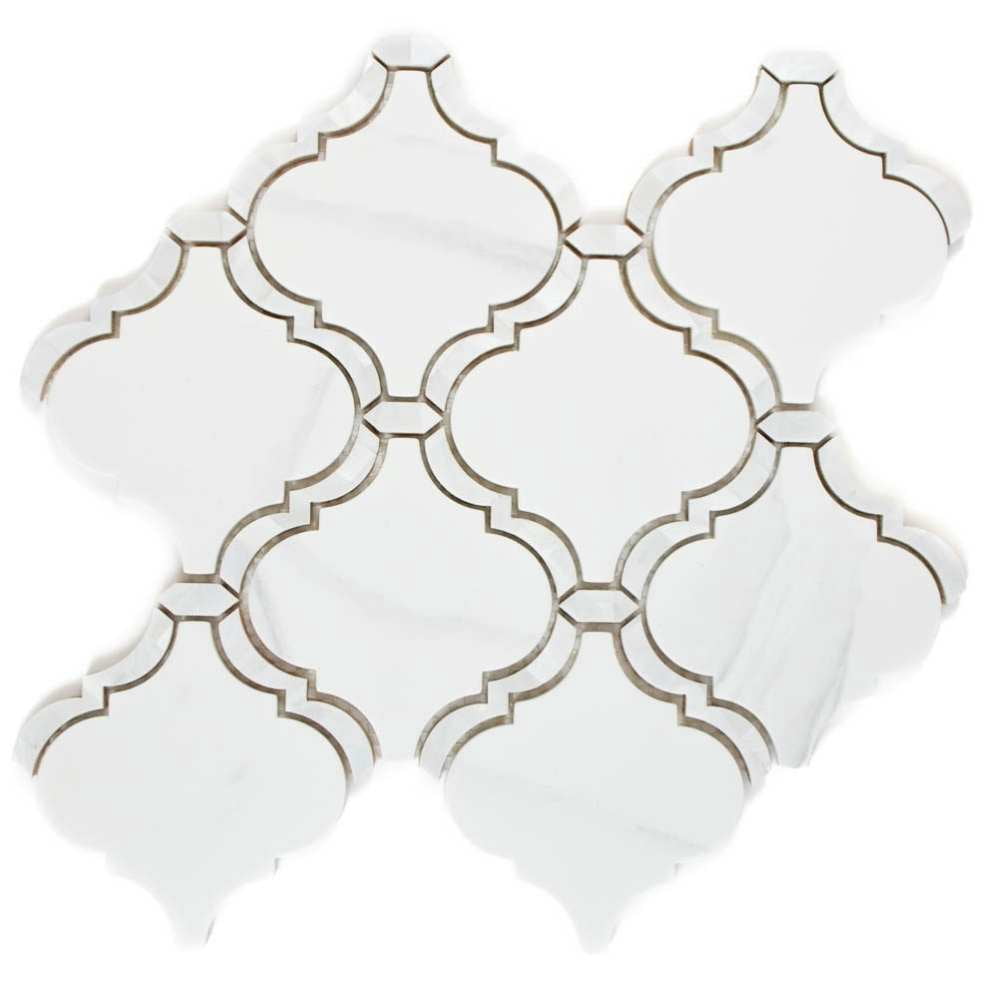 The Tile Life Tahitian Pearl Lantern 14" x 14.5" White Glass Mosaic Tile, 1 Sheet