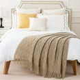 thumbnail image 3 of Battilo Beige Throw Blanket for Bed Couch,Boho Knitted Tan Throws,Decorative Sofa Blanket,50"x60", 3 of 8