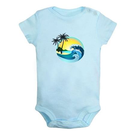 

Nature Beach Pattern Rompers For Babies Newborn Baby Unisex Bodysuits Infant Jumpsuits Toddler 0-24 Months Kids One-Piece Oufits (Blue 6-12 Months)