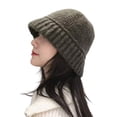 thumbnail image 2 of Dengjunhu Solid Color Stretchy Knitted Cuff Short Fisherman Beanie for Women, Winter Warm Hats, 2 of 4