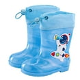 thumbnail image 4 of Hpapadks Girls Rain Boots Galoshes Cartoon Mid Calf Waterproof Water Shoes With Adjustable Drawstring Outdoor Wide Calf Blue 8 Y, 4 of 4
