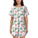 thumbnail image 1 of Fotbe Lotus Flower Conjunto de Pijama Estampado para Mujer, 2 Piezas, Ropa de Dormir con Camiseta de Manga Corta y Shorts Suaves-Large, 1 of 6