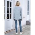 thumbnail image 3 of Women Long Sleeve Shirts Dressy Casual Button V Neck Pullover Sweaters Jumper Tops Fall Outfits Light Blue XXL, 3 of 8