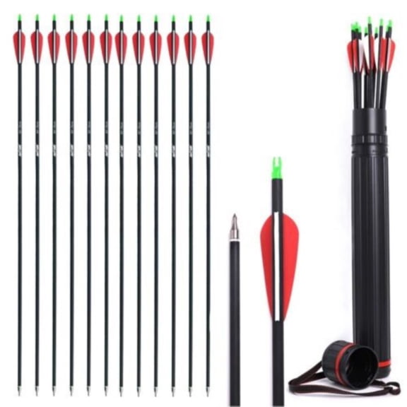 Cocobaby 12/24Pcs 30" Archery Carbon Arrows Spine 500 For Compound Recurve Bow Hunting