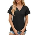 thumbnail image 4 of Giftesty Womens T-Shirts Clearance Fashion Casual Solid Color Tops Womens Short Sleeve Out Blouse Funny V Neck T-Shirt Tops, 4 of 5
