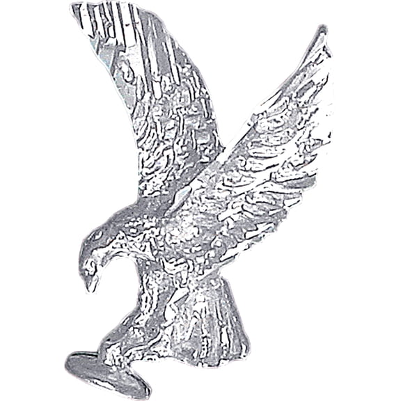 Sterling Silver Eagle Charm Pendant Necklace with Diamond Cut Finish and 24 Inch Figaro Chain