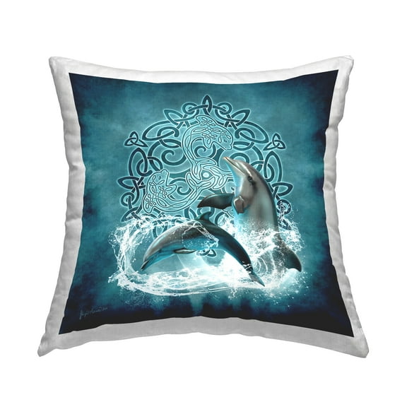 Stupell Industries Dolphins & Celtic Knot Decorative Printed Throw Pillow, 18 x 18