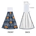 thumbnail image 3 of Yayeee Kitchen Hanging Hand Towels Set of 2 with Loop Bathroom Absorbent Tie Towel, Blue Elegant Geometric, 3 of 7
