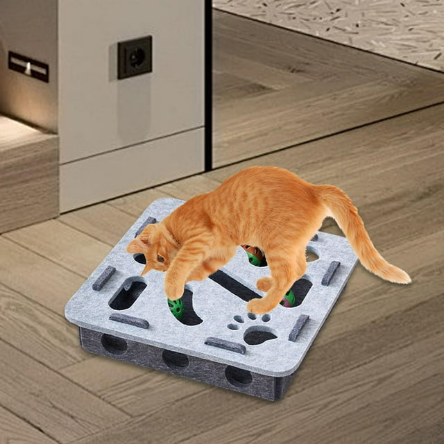 Juguete rompecabezas para gatos con bolas de campana, ejercicio, juguetes de enriquecimiento para gatos, caja de juego mental, juego de laberinto para Cuadrado