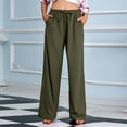 thumbnail image 2 of ShomPort Womens Fall Casual Cotton Linen Palazzo Pants High Waist Drawstring Baggy Trousers with Pocket, 2 of 8