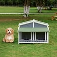 thumbnail image 2 of 47" Large Dog House, Waterproof Dog Kennel with Elevated Floor & 2 Doors, Outdoor Wooden Dog House with Porch, Dog House for 2 Medium or Small Dogs, Grey, 2 of 9