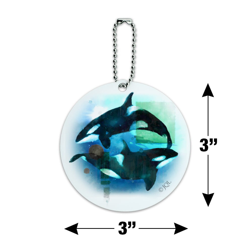 ORCA Killer Whale Aluminum Dog Tag in Stainless Steel Bead Chain Necklace