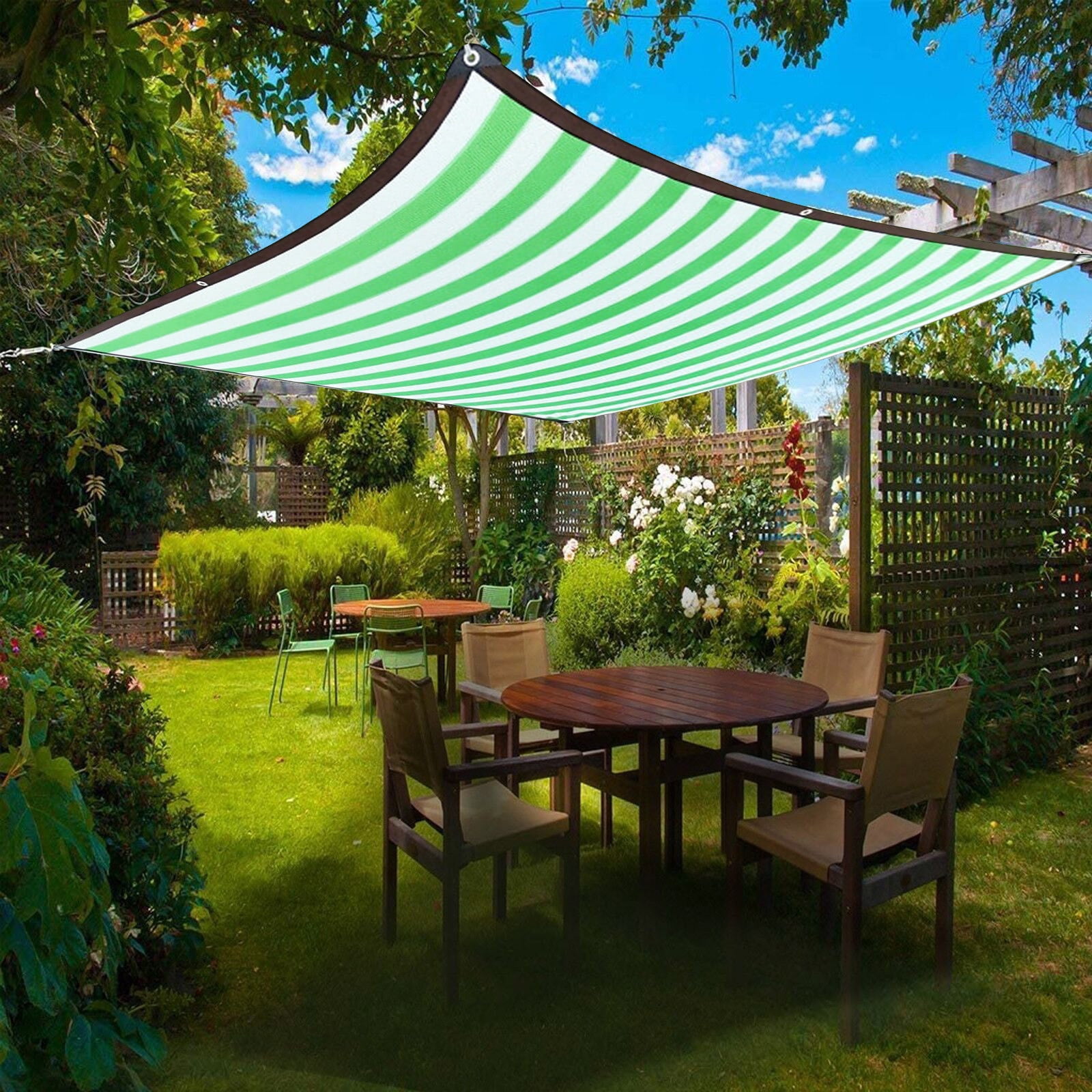 HARPI Premium Outdoor Sunny Shade Cloth, Pergola, And Backyard Patio Sunshade With Protection, Heat Material, Reinforced Grommets（Gray And White