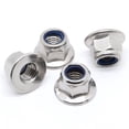 thumbnail image 1 of Tuercas De Seguridad Con Inserción De Nailon Con Brida M6-1.0 Tuercas De Seguridad Con Bridas Din 6926 Acero Inoxidable 18-8 (304) Acabado Brillante 50 Piezas, 1 of 4