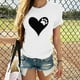 thumbnail image 2 of Gibobby Blusa Casual Para Mujer Tops Mangas estampadas Blusa informal Mujer O-cuello Camiseta corta en forma de corazón Blusa de mujer（Blanco， XL), 2 of 4