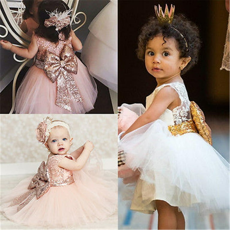 TFFR Little Girls TuTu Dress Sleeveless Hollow Back Big Bow Mesh Multi Layer Waist Princess Dress Wedding Ball Walmart