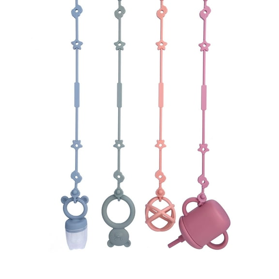 4PCS Toy Straps for Baby, Silicone Setpacifier Clip,Applies to Car Seat Toy,Teether Toy,High Chair,Stroller Accessories,Baby Toy Clips,Cribs,Rocking Chair
