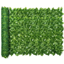 19.6x118inch Artificial Ivy Privacy Fence Screen, Artificial Faux Ivy Hedge, Expandable Faux Privacy Fence with Decoration for Outdoor Garden, Color Printing Watermelon Leaves