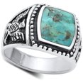 thumbnail image 4 of CHOOSE YOUR COLOR Fancy Signet Simulated Turquoise Wholesale Ring .925 Sterling Silver Band Blue CZ Female Size 11, 4 of 4