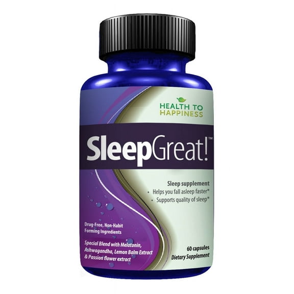 Sleep Great – Sleep Support Supplement with Melatonin & Lemon Balm – 60 Capsules