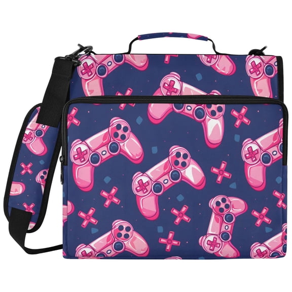 ALAZA Zipper Binder Pink Handle Pattern 2 inch 3 Ring 500 Sheet Capacity Trapper Keeper File Folder Organizer Bag