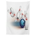 thumbnail image 3 of Ambesonne Bowling Party Tablecloth Rectangular Table Cover, Thrown Ball Hit, 52"x70", White Pale Blue Red, 3 of 4