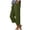 Olive Green, variant on Womens Capri Pants Summer Cropped Pants Straight Leg Pull On Elastic Waist Button Hem Side Slit with Pockets for Daily Wear Travel,Wine,S