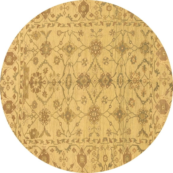 Ahgly Company Indoor Round Abstract Brown Modern Area Rugs, 3' Round