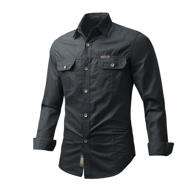 Camisa de Ropa de Trabajo Para Hombres, Ropa de Trabajo de Talla Grande, Camisa de Algodón de Manga Larga, Suelta Odeerbi ODB-6