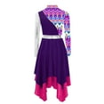 thumbnail image 5 of Aislor Girls Camouflage Print Color Block Liturgical Praise Dance Dress Long Sleeve Worship Lyrical Dancewear Purple 8, 5 of 7