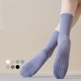 thumbnail image 2 of Womens Non-Slip Grip Crew Socks 3 Pair Pack Custom Color Combos Soft Ribbed Cotton with 3D Silicone Heel - 3 pcs-F, 2 of 7