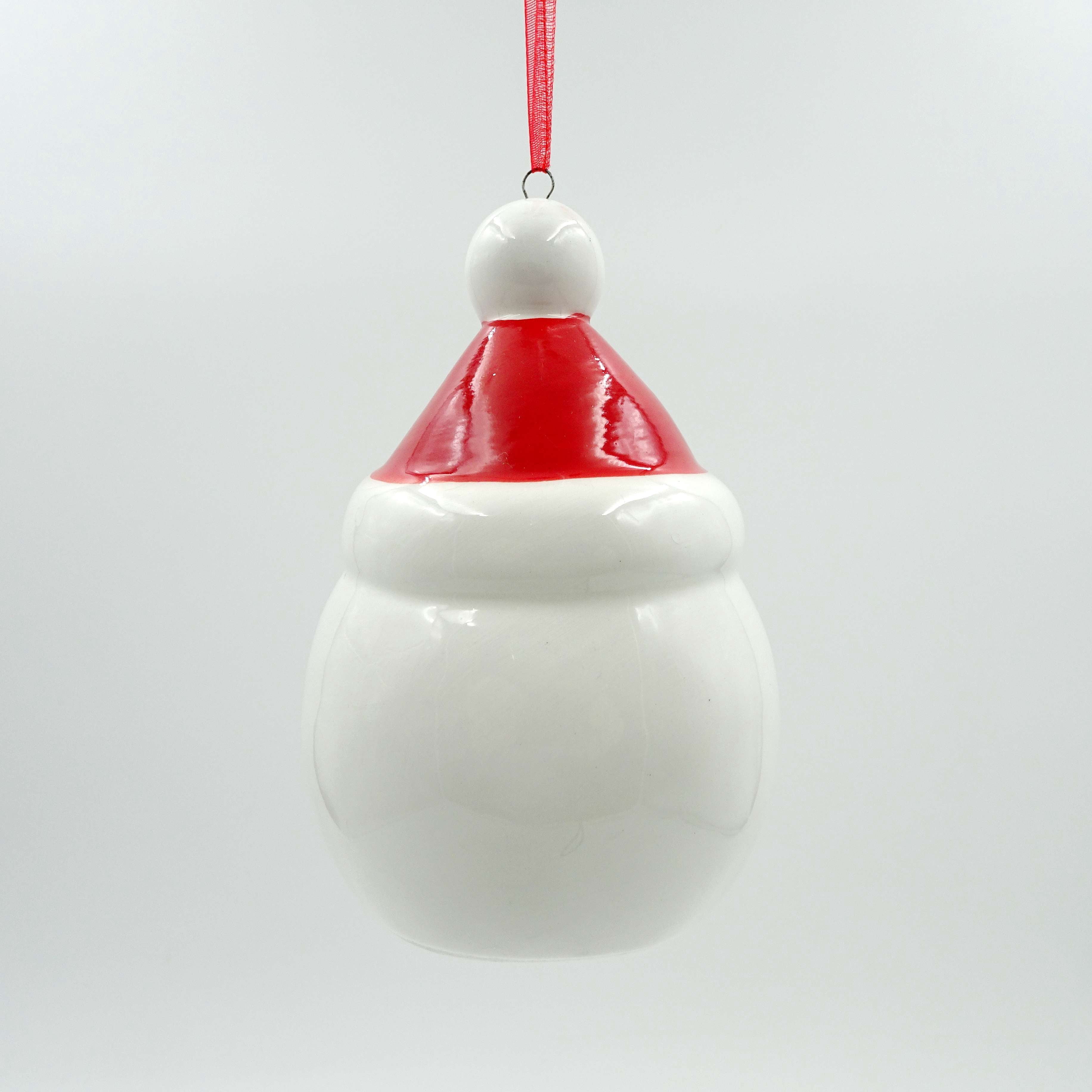 Red and White Ceramic Santa Head Christmas Ornament, 4.5", by Holiday Time