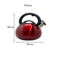thumbnail image 3 of Tetera Silbadora Acero Inoxidable Royal Haus 3 Lt Color Rojo, 3 of 3