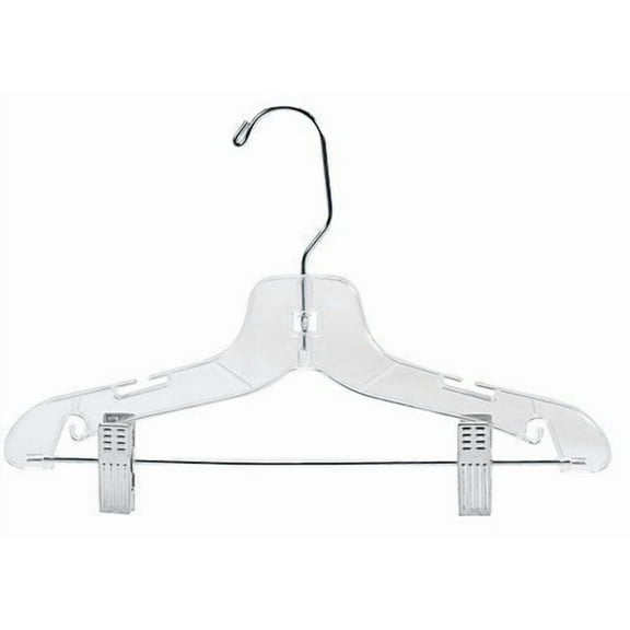 Children's Clear Plastic Suit Hanger w/Clips - 12"Plastic