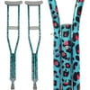My Crutches - Youth Junior Crutches for Kids w Adjustable Handgrip and Length! for Children 3'9" to 4'5" - Made of Lightweight Durable Aluminum with Underarm Padding - Teal Leopard