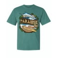 thumbnail image 1 of Wild Bobby, Paradise Surf Shack Marlin, Garment-Dyed Washed Look Short Sleeve Tees, Emerald, X-Large, 1 of 3