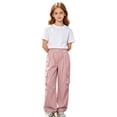 thumbnail image 4 of Dpytoraw Girls Solid Utility Cargo Pants Drawstring Elastic Waist Lightweight Trousers Pink Size 13-14 Years, 4 of 7