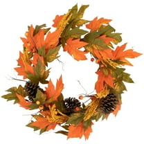 24" Autumn Harvest Decorative Artificial Berries Leaves Pine Cones and Twigs Wreath - Unlit
