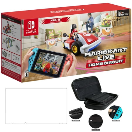 Nintendo 2020 Newest - Mario Kart Live Home Circuit - Mario Set Edition - Holiday Family Christmas Gaming 3-in-1 Carrying Case Bundle for Nintendo Switch & Switch Lite - RED(Console NOT (Best Selling Switch Games)