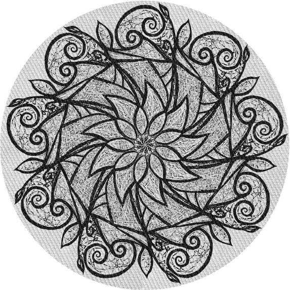 Ahgly Company Indoor Round Patterned Gray Dolphin Gray Area Rugs, 7' Round